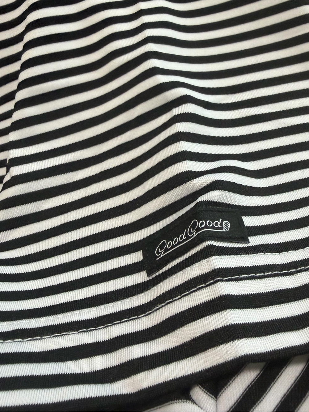 Good Good Golf Men's Black & White Striped Performance Polo | Large - Picture 5 of 5